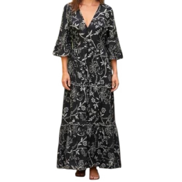 Tuckernuck Westwind Ginger Maxi Dress Navy Blue and White Size S - Picture 2 of 16